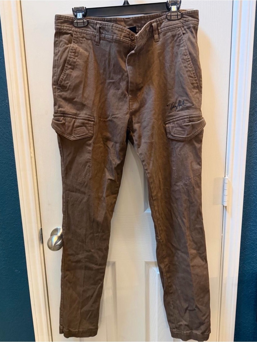 Tony Hawk Cargo Pants in Brown with Side Flap Pockets 34/30